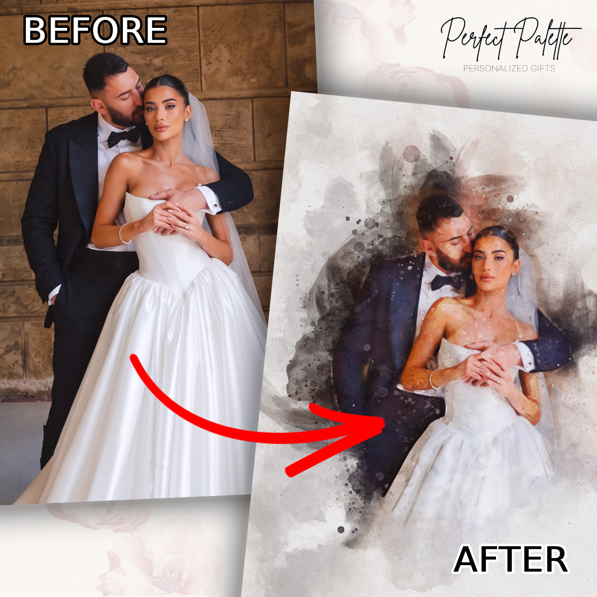 Watercolor Wedding Portrait