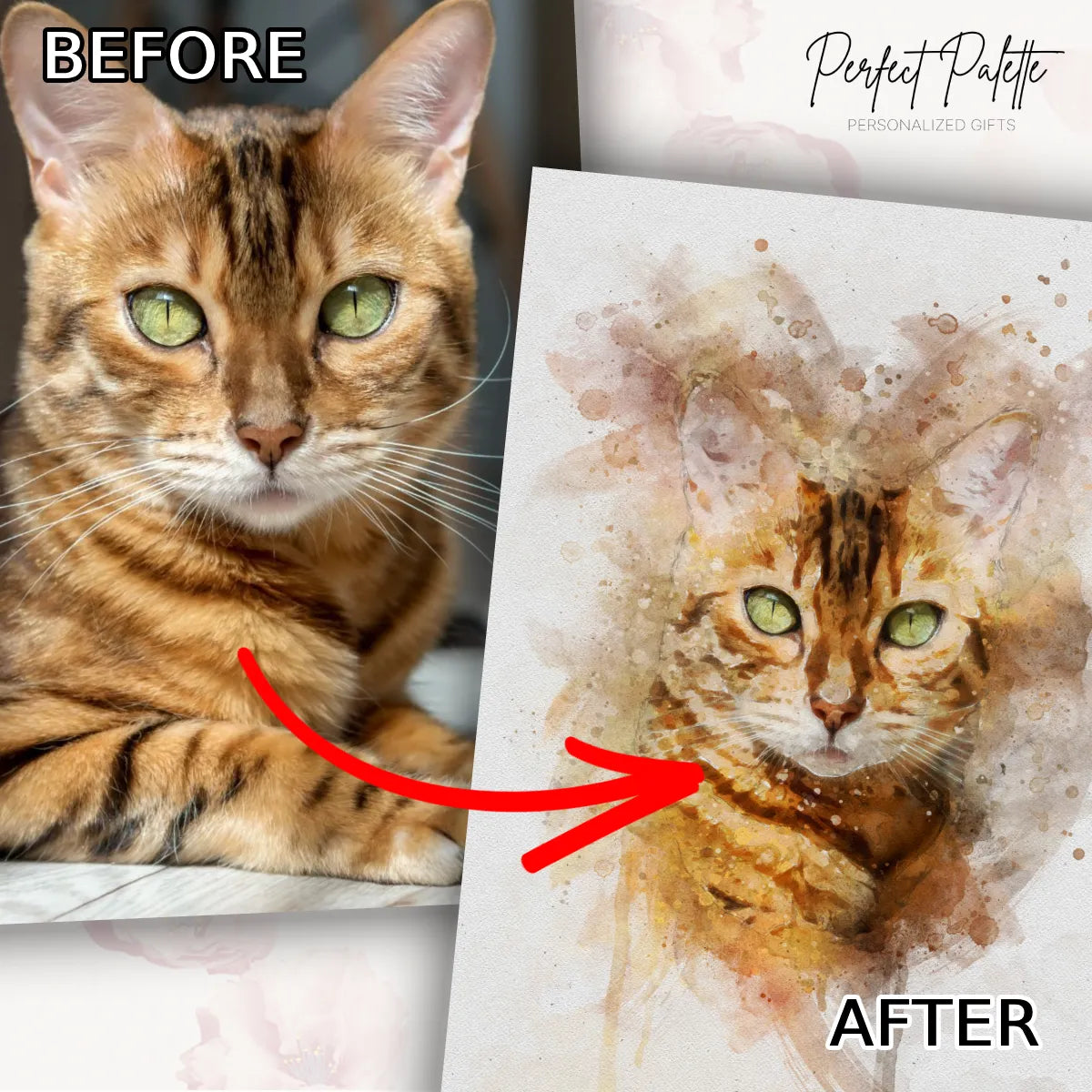 Watercolor Cat Portrait