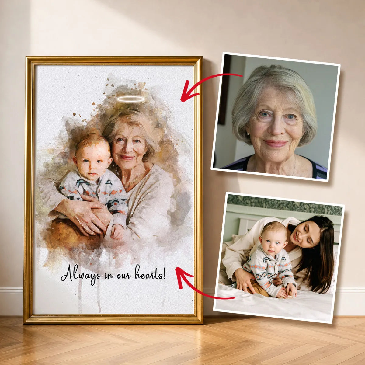 Watercolor Memorial Photo Merge Portrait