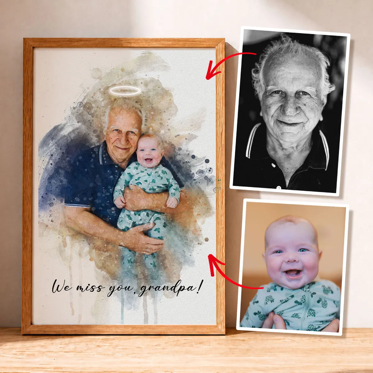 Watercolor Memorial Photo Merge Portrait